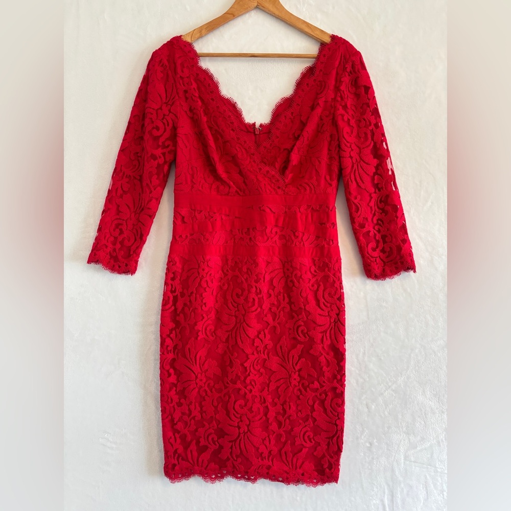 Tadashi Shoji Red Lace Dress size 10